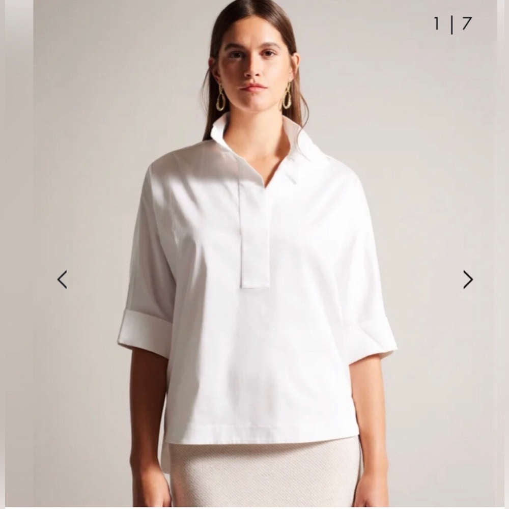 NWT! Ted Baker Womens Avereye Wide Neck Cotton Batwing Blouse Size: 3